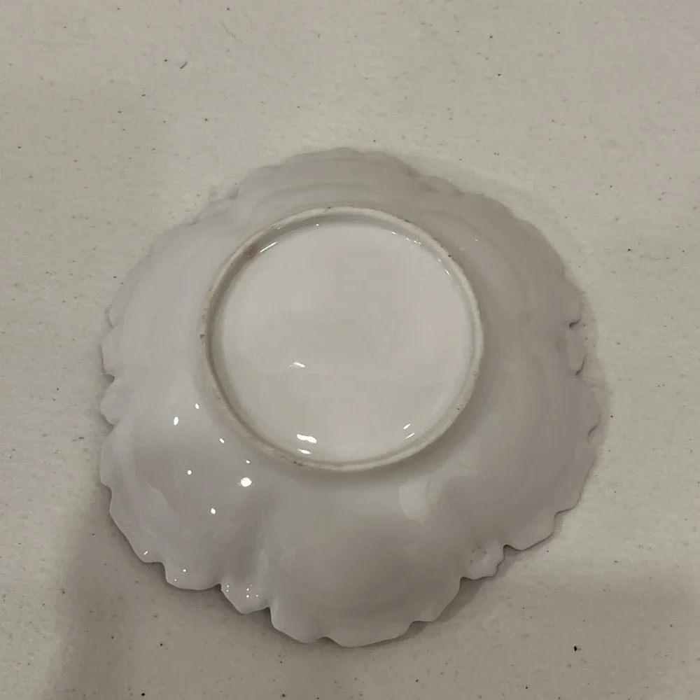 Vintage Porcelain RS Prussia  Berry Bowl Green, Pink Gold Trim 5